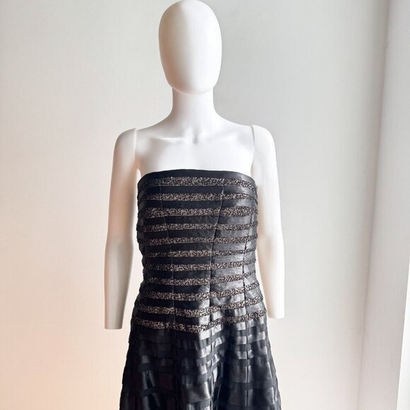 Victor & Delano Black Fit and Flare Beaded Strapless Cocktail Dress 8 - Picture 4 of 11